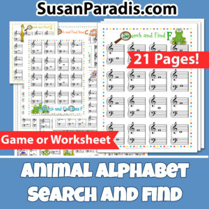 Animal Alphabets Search & Find to identify notes.